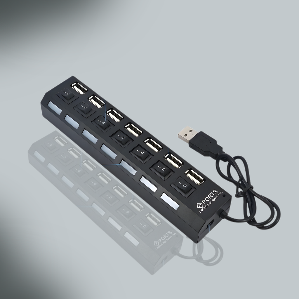 7 Port USB 2.0 / 3.0 Hub Splitter Adapter High Speed For PC Laptop Mac