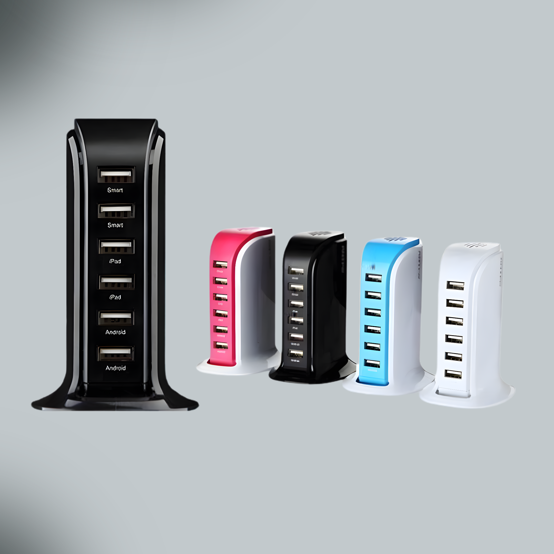 Smart Power 6 USB Colorful Tower for Every Desk at Home or Office