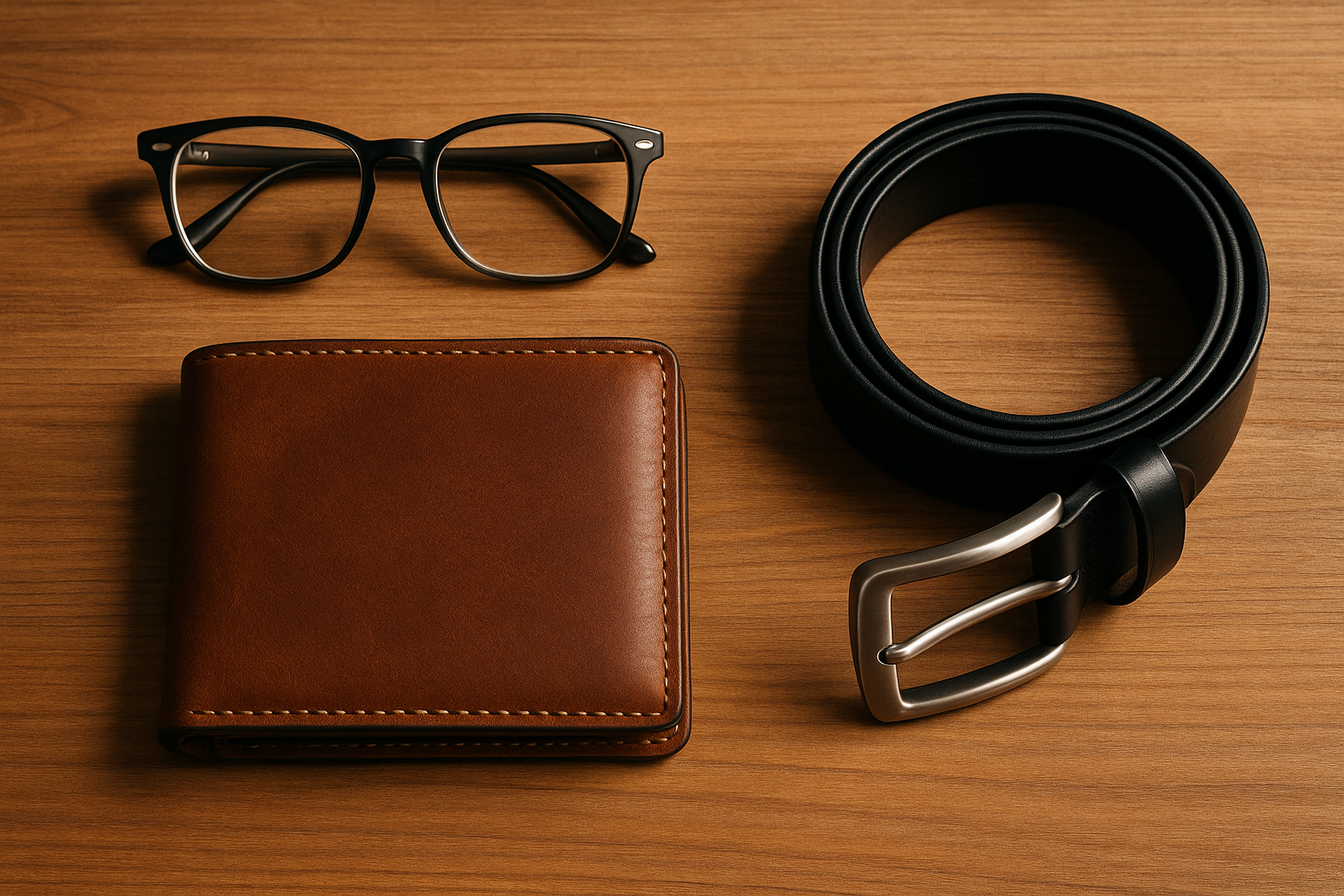 IN IMAGE SHOW A GLASEES A WALLET A BELLET ON A TABLE